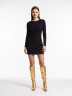 Women Metallic Button Knee High Boots Chunky Heel Faux Leather Boots Gold/Silver - Styeenigma