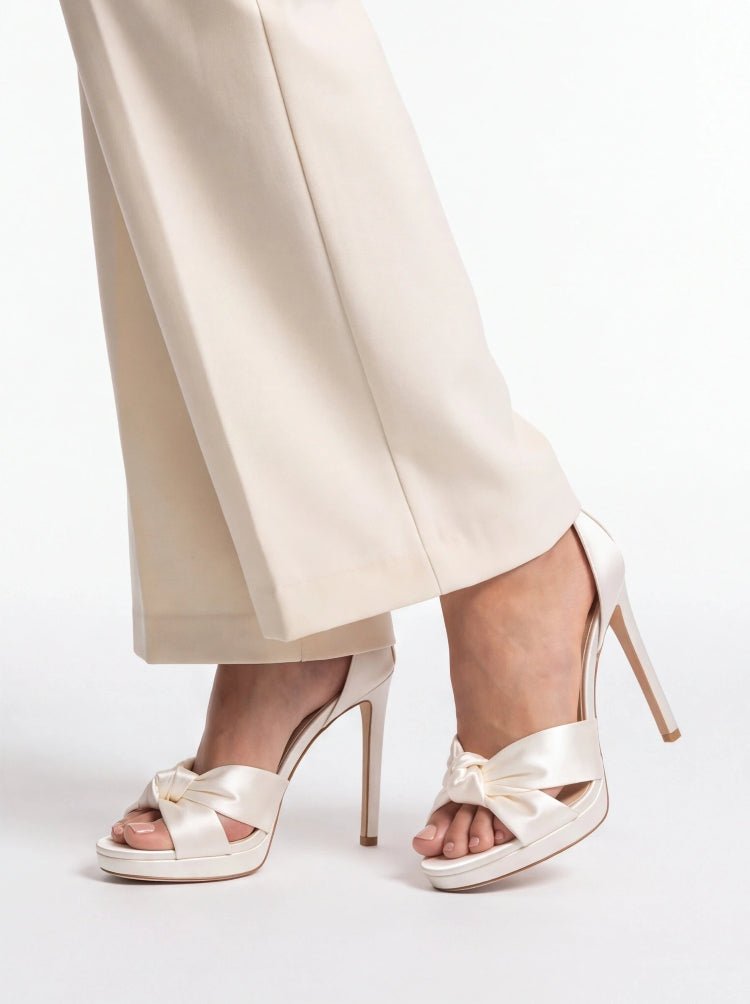 Satin Platform Sandals Women's Knotted Stiletto Heels | Wedding & Evening Shoes