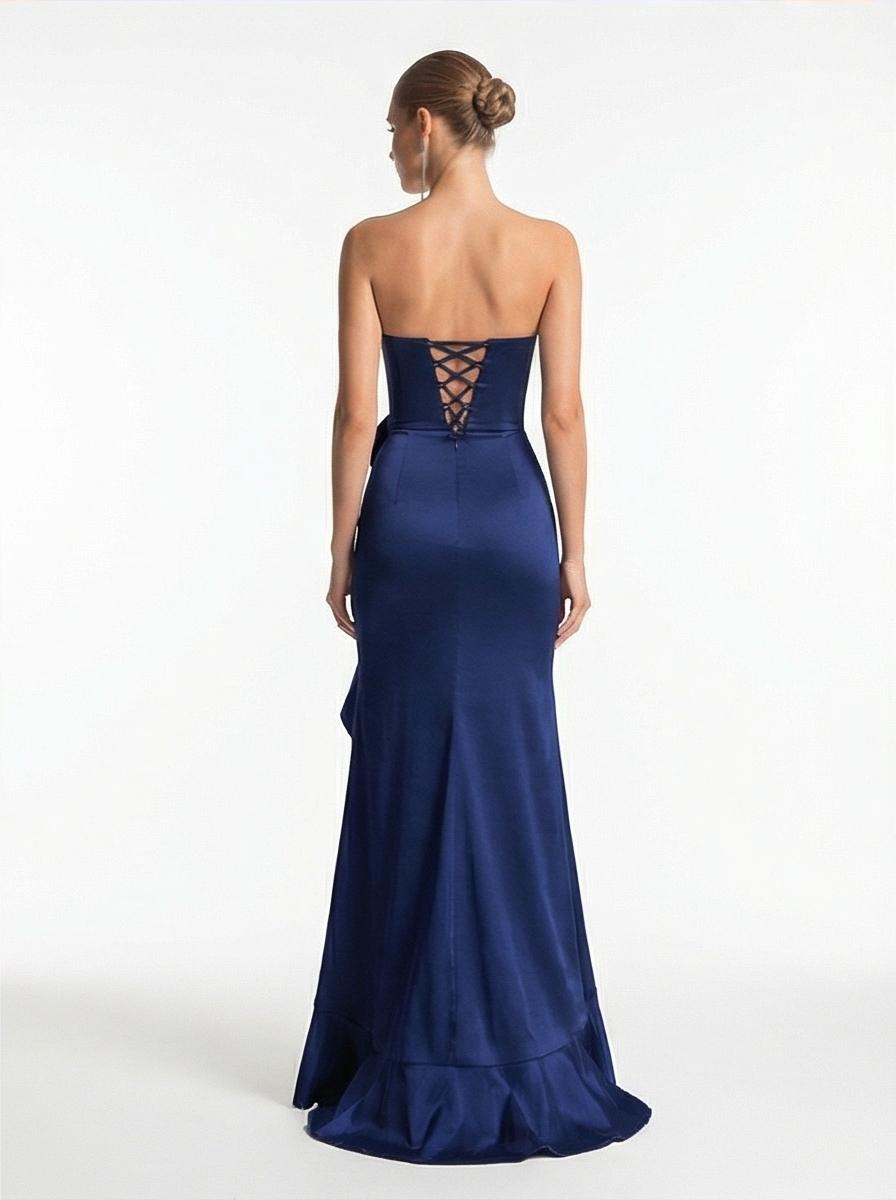 navy blue prom dress back