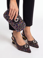 Rhinestone High Heel Shoes & Gemstone Hardbox Bag Set - Styeenigma